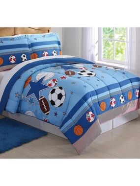 New My World Sports and Stars Comforter Set Twin 2 Piece Set Multicolor